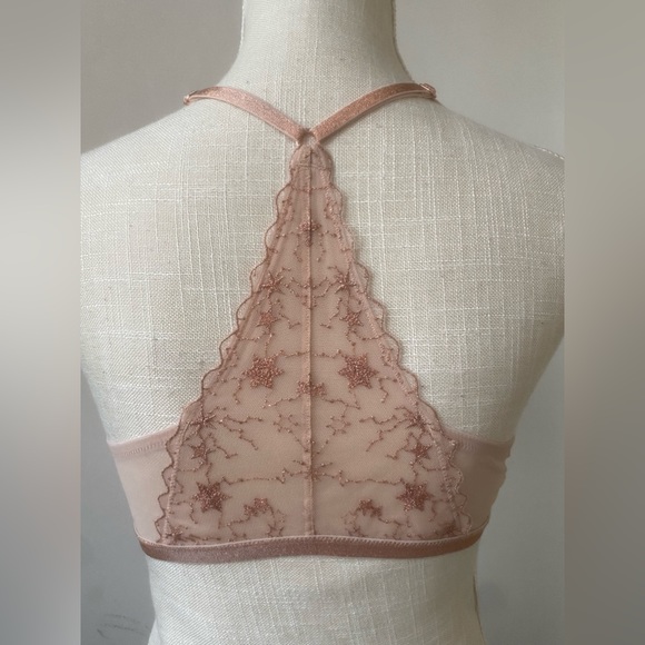 intimately free people luna bralette rose gold mesh constellation stars sz m - Picture 6 of 11